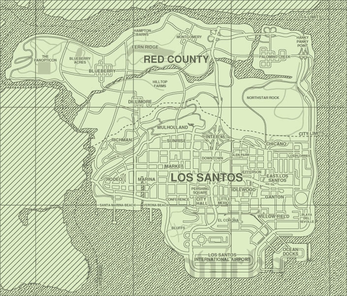 Grand Theft Auto - San Andreas - Mapa Los Santos