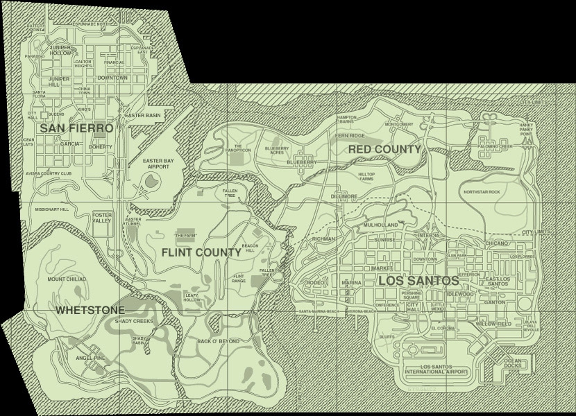 Grand Theft Auto - San Andreas - Mapa San Fierro & Los Santos